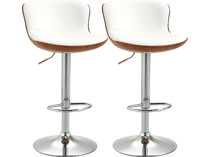 Lot de 2 chaises de bar DERRY aspect bois et crème