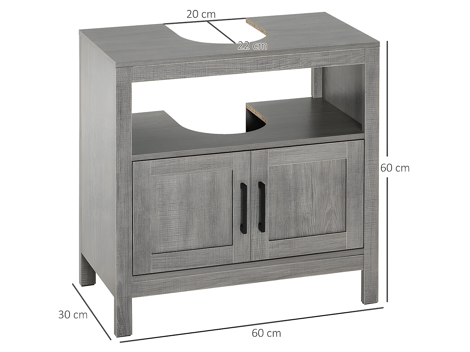 Meuble sous-vasque WALSALL aspect bois gris