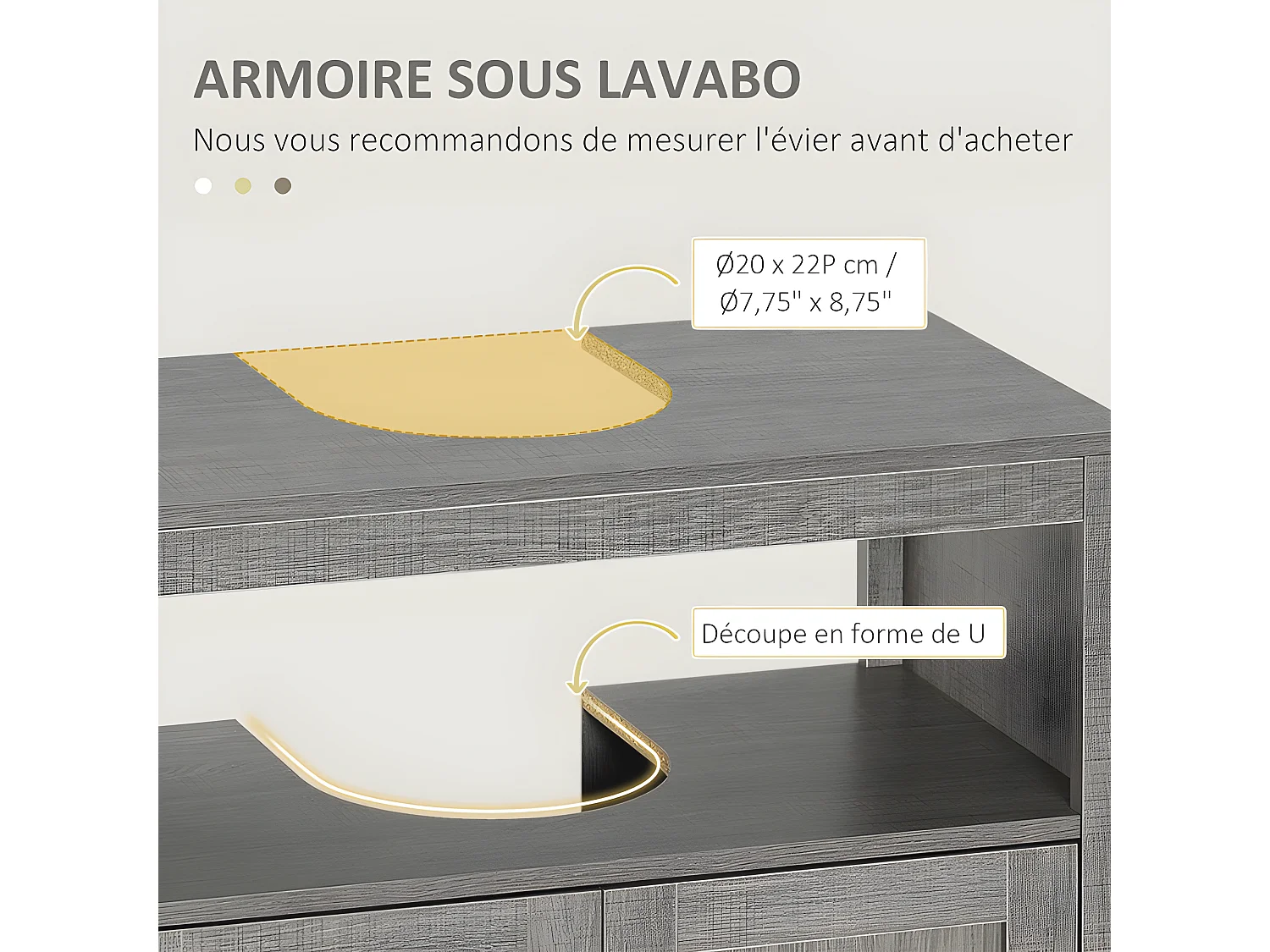 Meuble sous-vasque WALSALL aspect bois gris