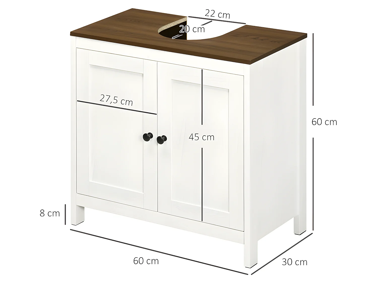 Meuble sous-vasque SORIANO blanc et aspect noyer