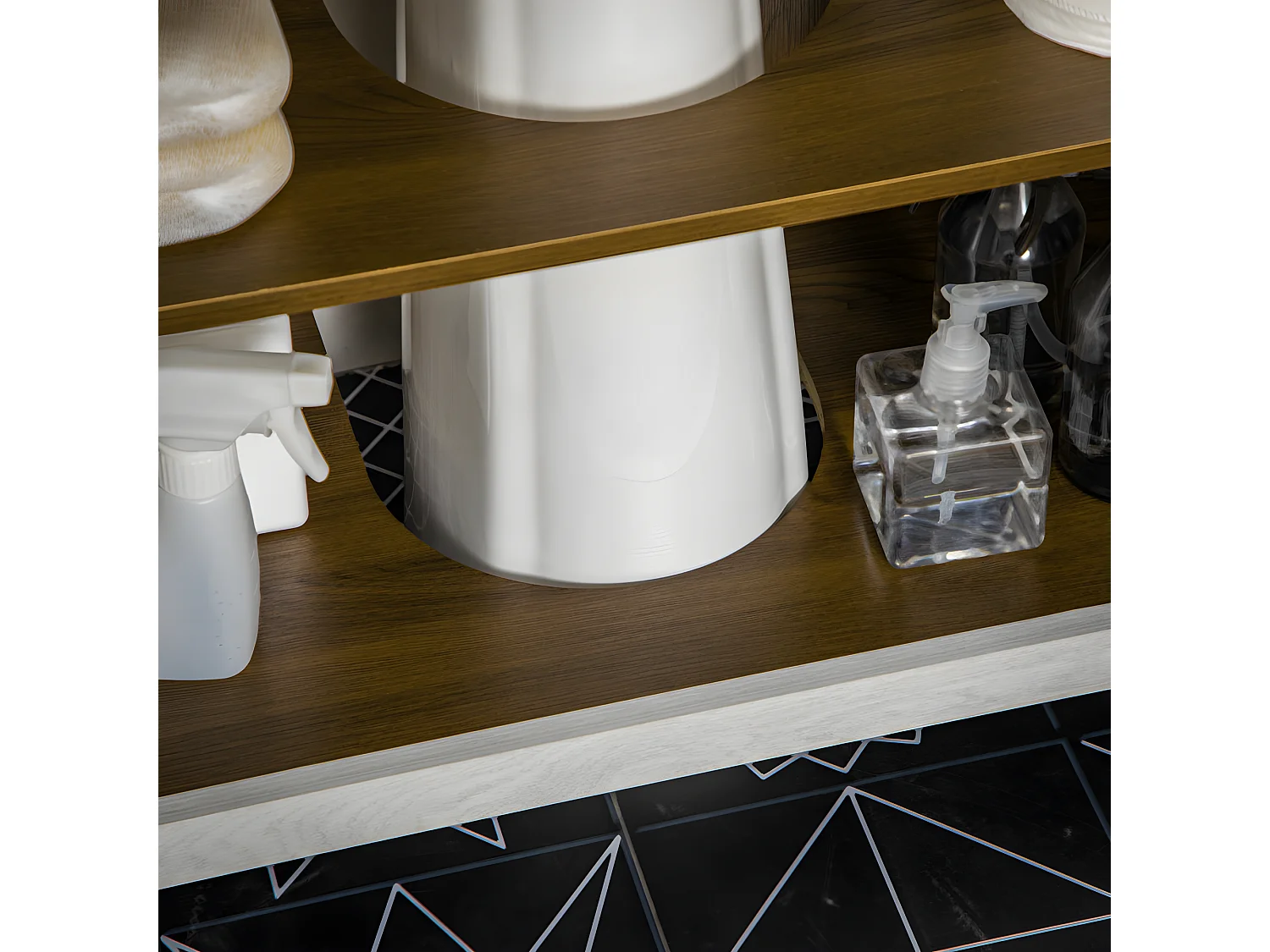 Meuble sous-vasque SORIANO blanc et aspect noyer