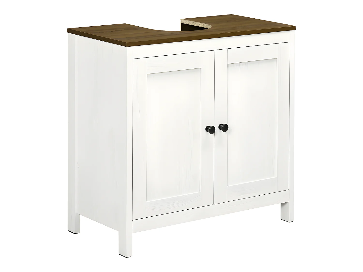Meuble sous-vasque SORIANO blanc et aspect noyer