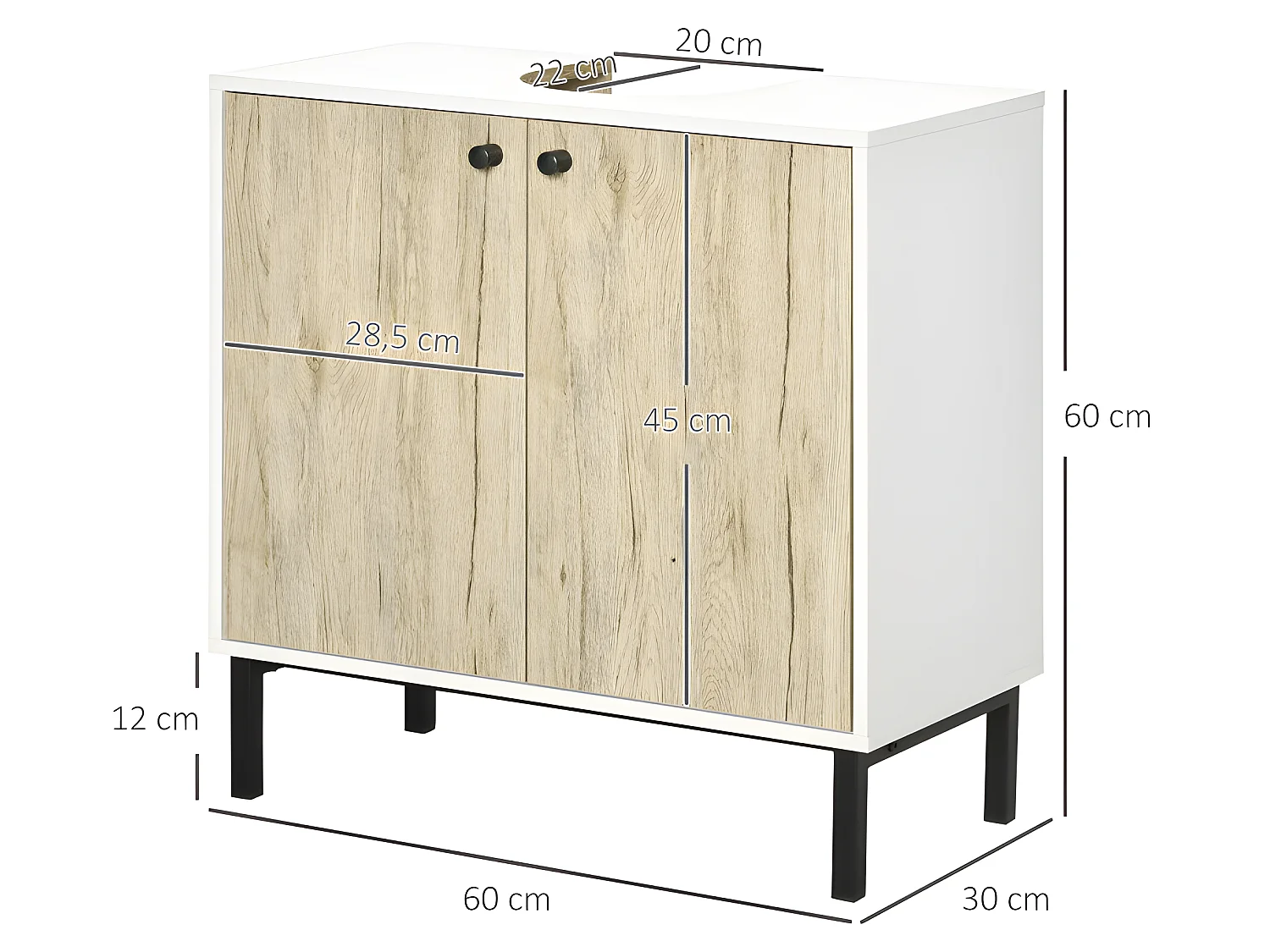 Meuble sous-vasque ELIOT aspect bois et acier noir