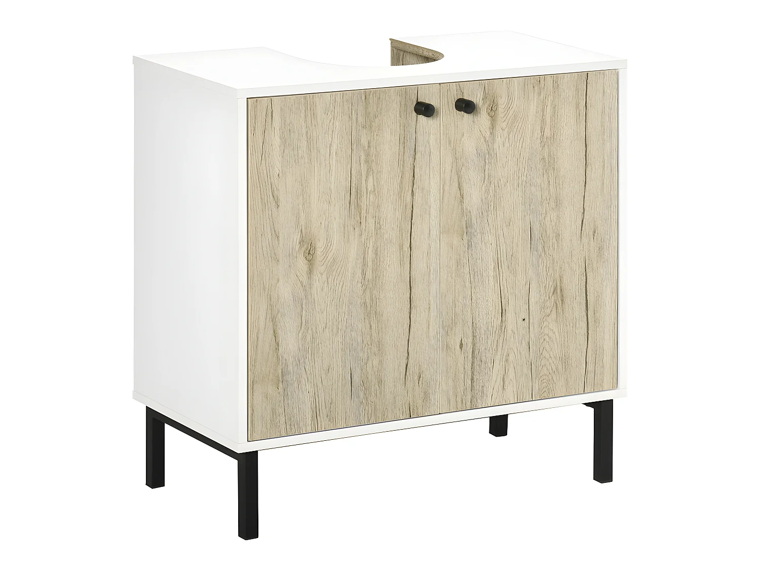 Meuble sous-vasque ELIOT aspect bois et acier noir