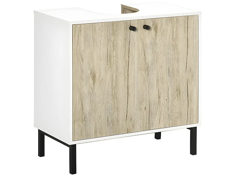 Meuble sous-vasque ELIOT aspect bois et acier noir