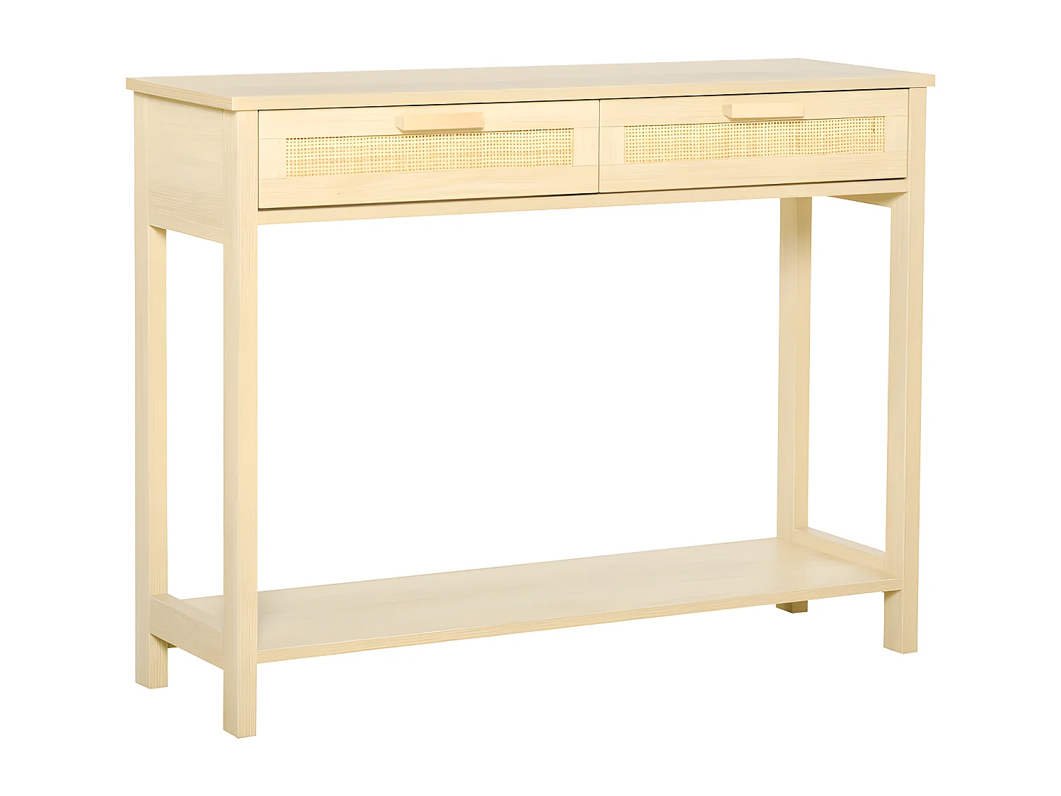 Console 2 tiroirs cannage rotin MILDURA aspect bois cair