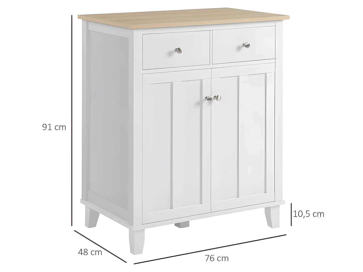 Buffet 2 portes SONIA coloris bois et blanc