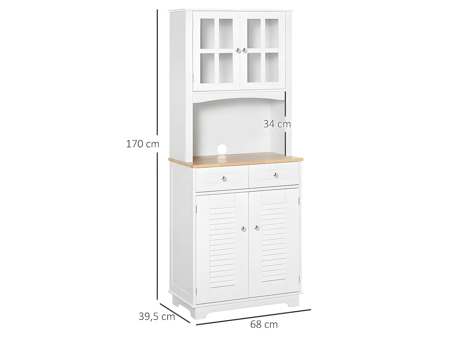 Armoire buffet de cuisine CAXIAS blanche et bois