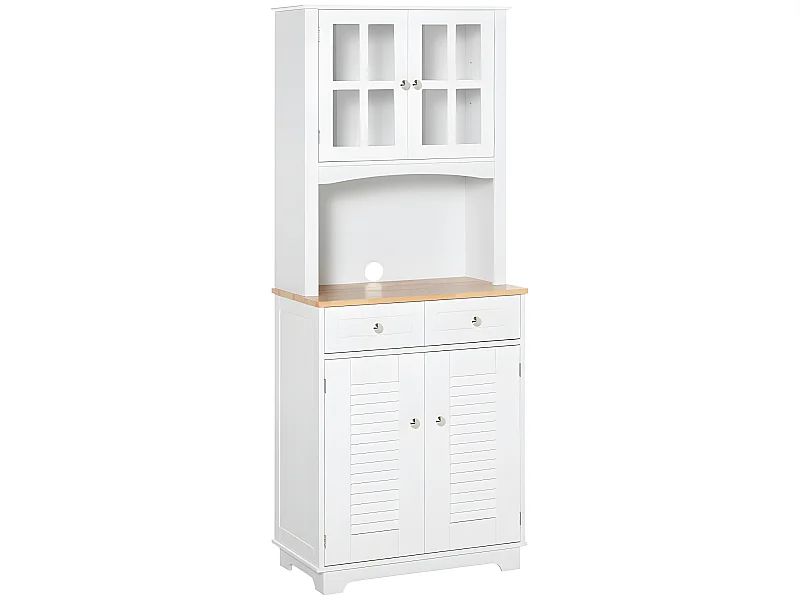 Armoire buffet de cuisine CAXIAS blanche et bois