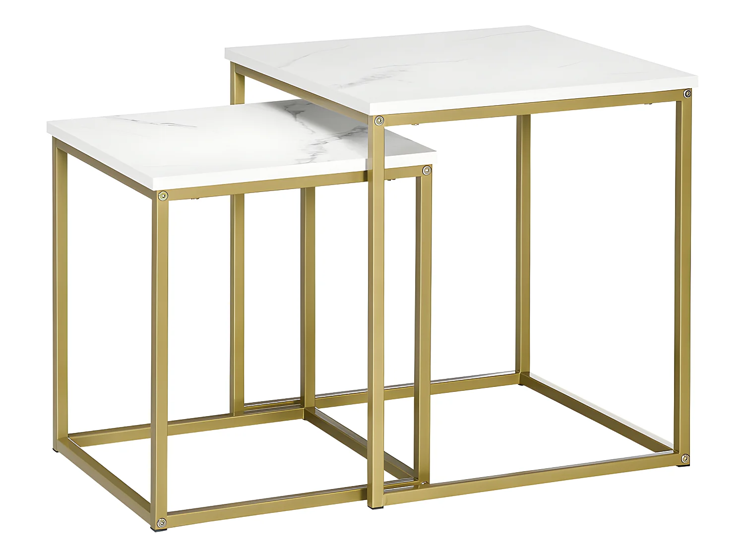 Lot de 2 tables gigognes VOLOS aspect marbre et doré