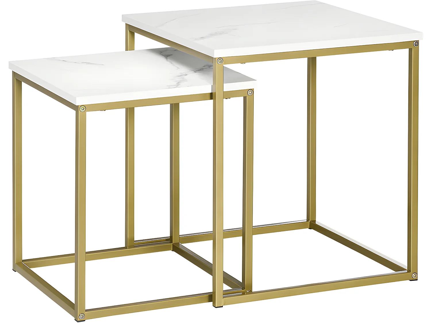 Lot de 2 tables gigognes VOLOS aspect marbre et doré