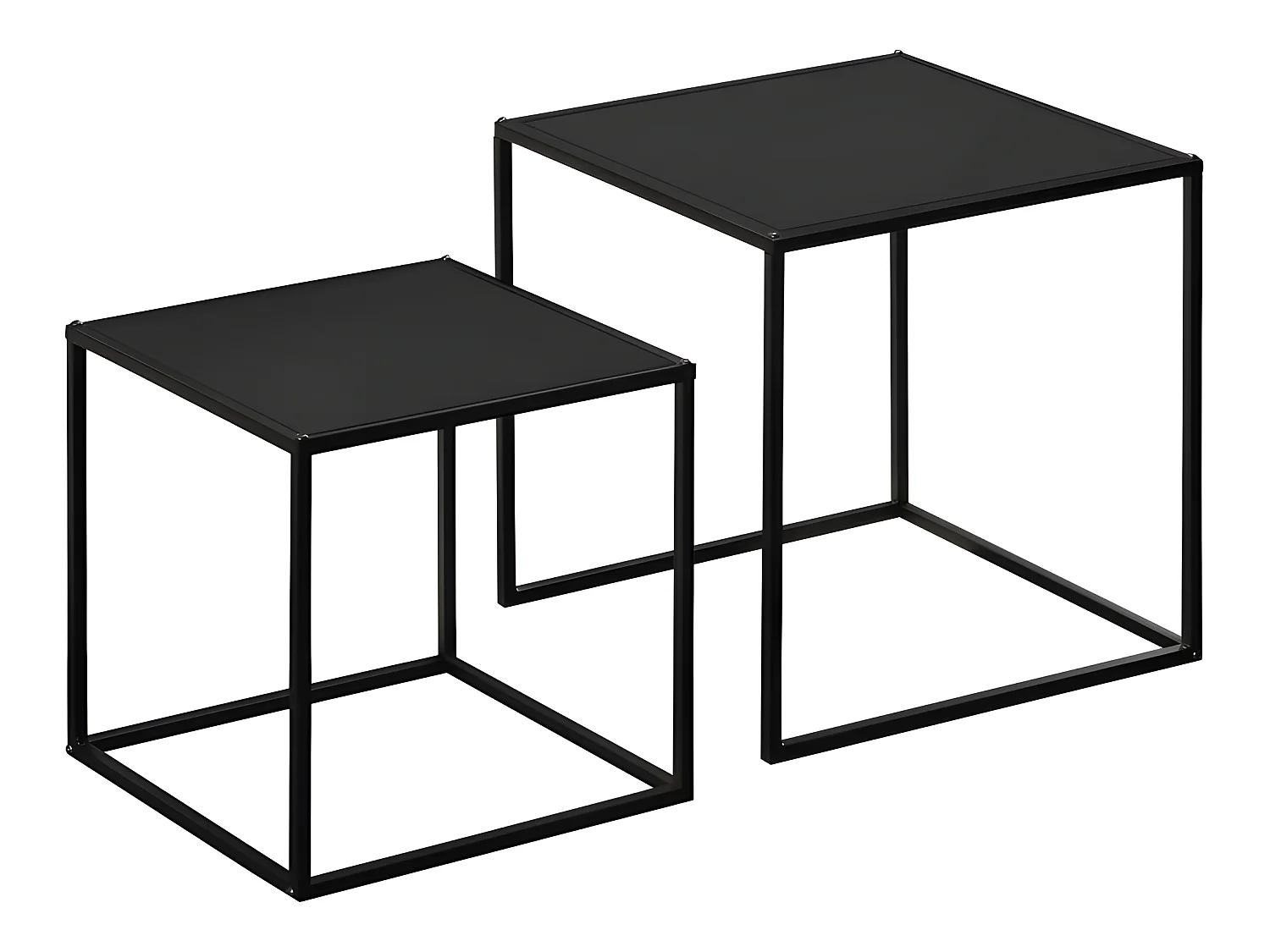 Lot de 2 tables gigognes carrées COSLADA noires