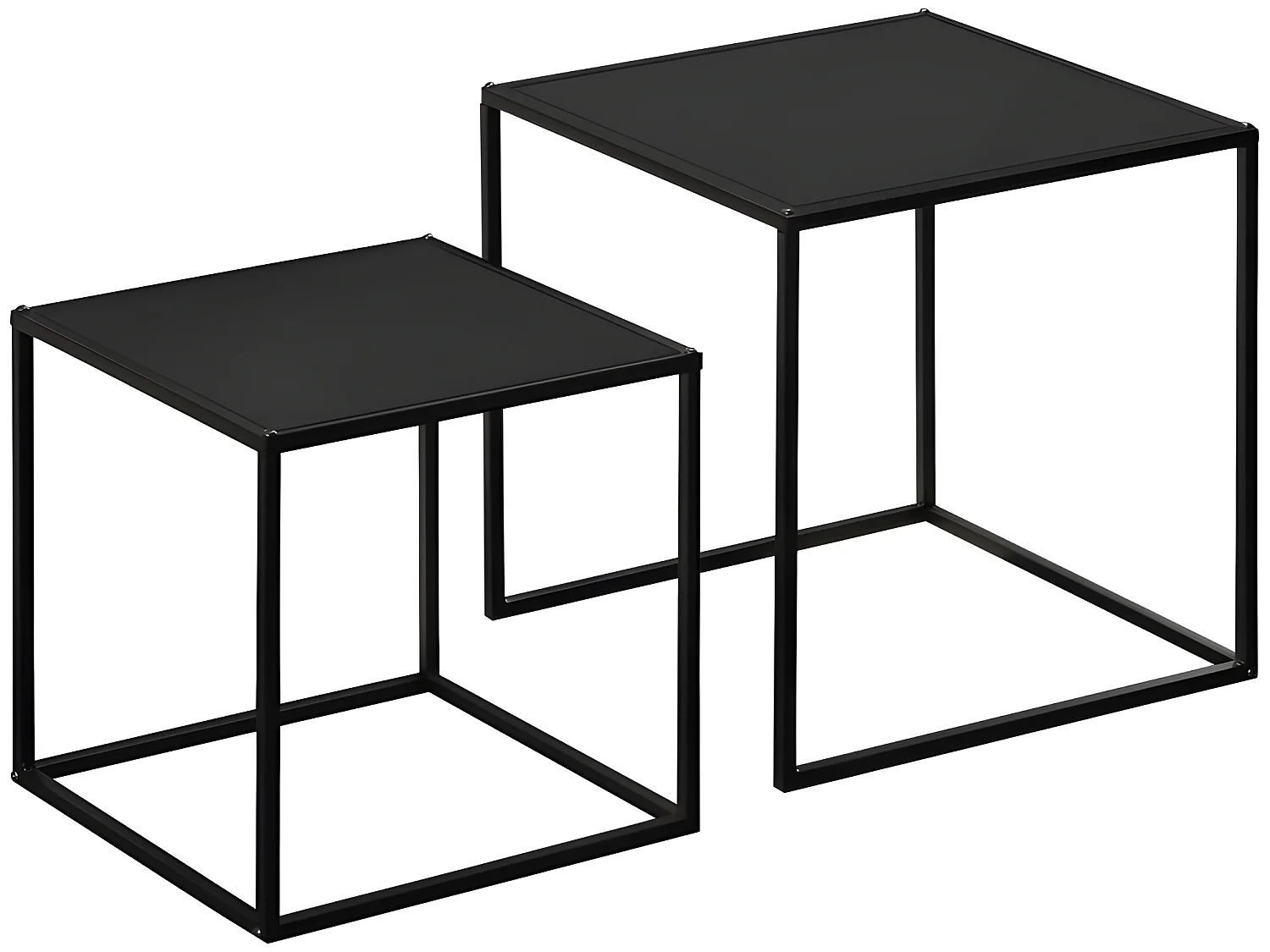 Lot de 2 tables gigognes carrées COSLADA noires