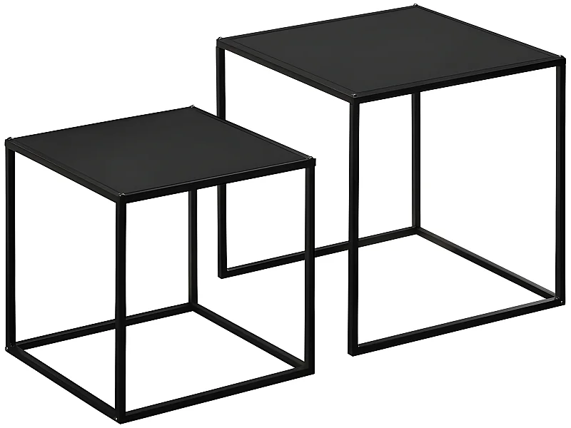 Lot de 2 tables gigognes carrées COSLADA noires