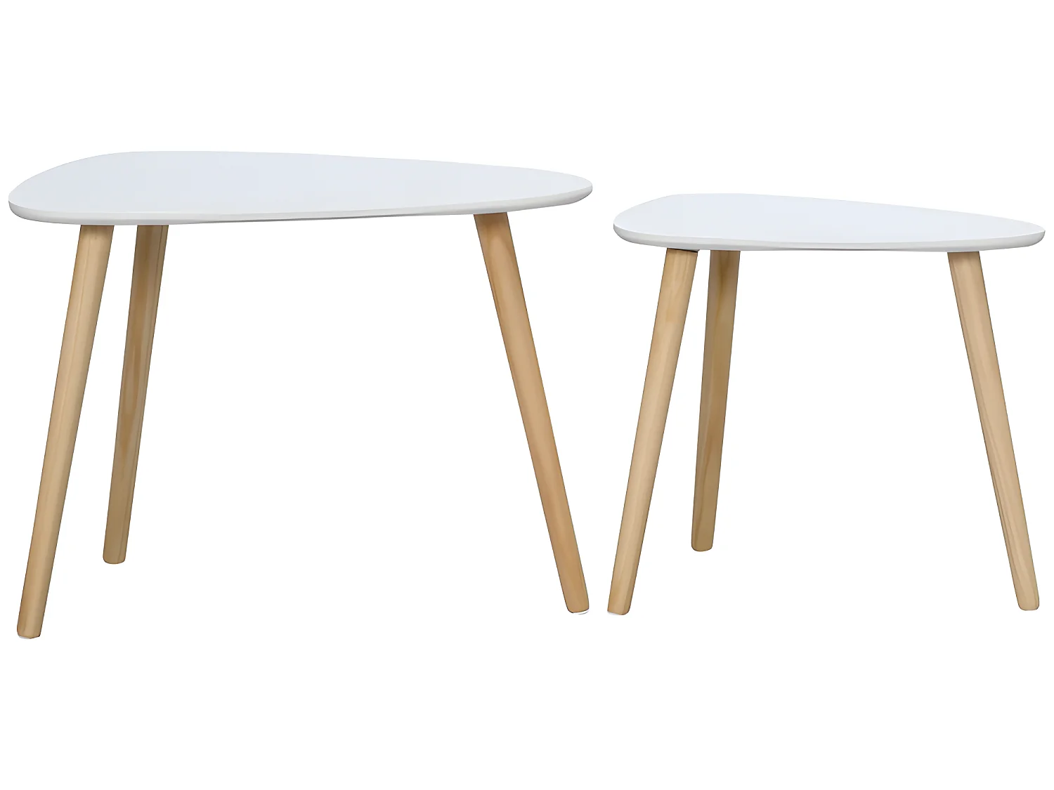 Lot de 2 tables basses gigognes COSENZA blanc et bois