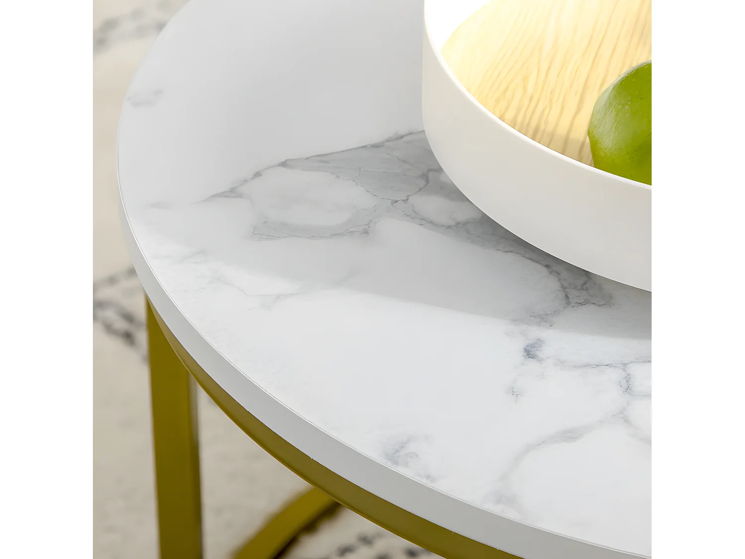 Lot de 2 tables gigognes rondes MARSALA aspect marbre blanc