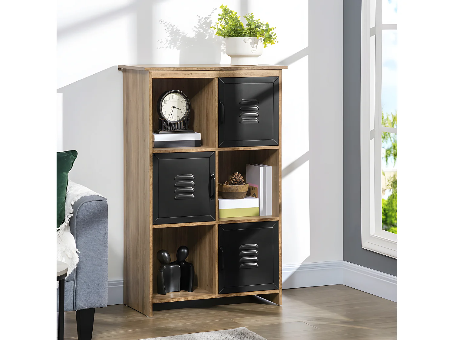 Meuble industriel CESENA bois et noir