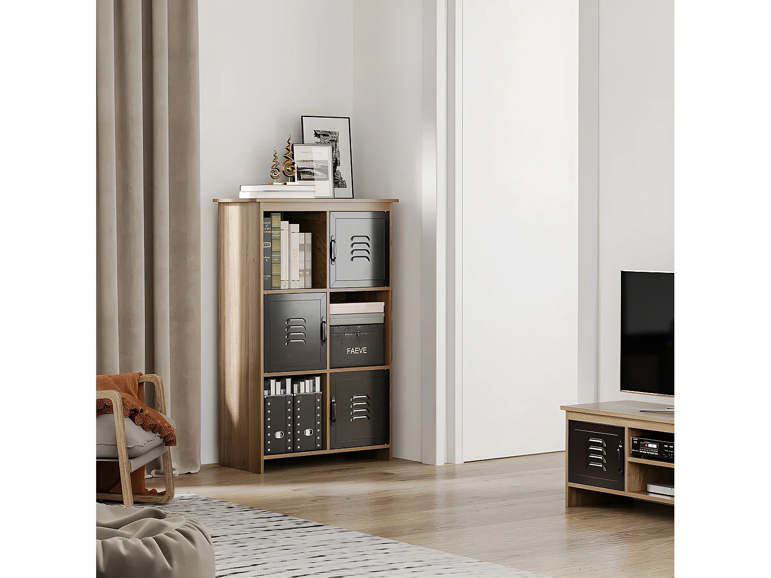 Meuble industriel CESENA bois et noir