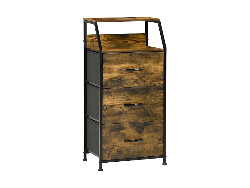 Meuble industriel 3 tiroirs UDINE bois et noir