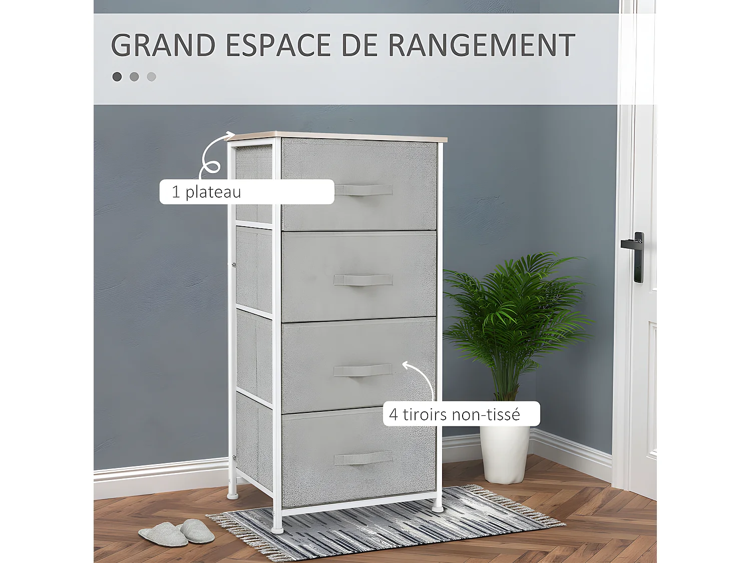 Chiffonnier en bois HYOGA gris clair