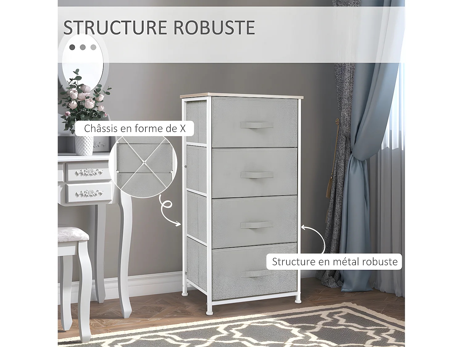 Chiffonnier en bois HYOGA gris clair