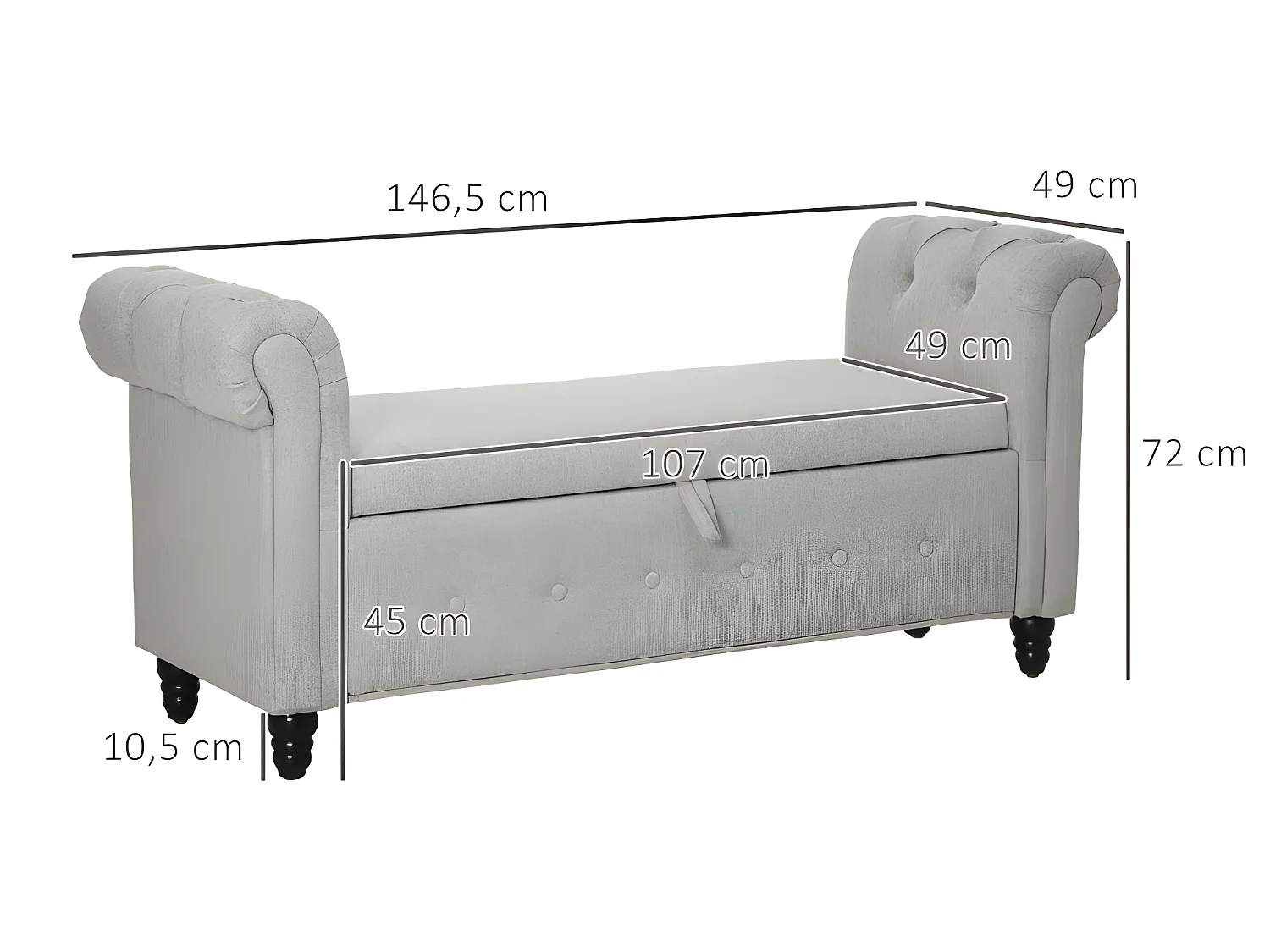 Banquette coffre MOTRIL grise