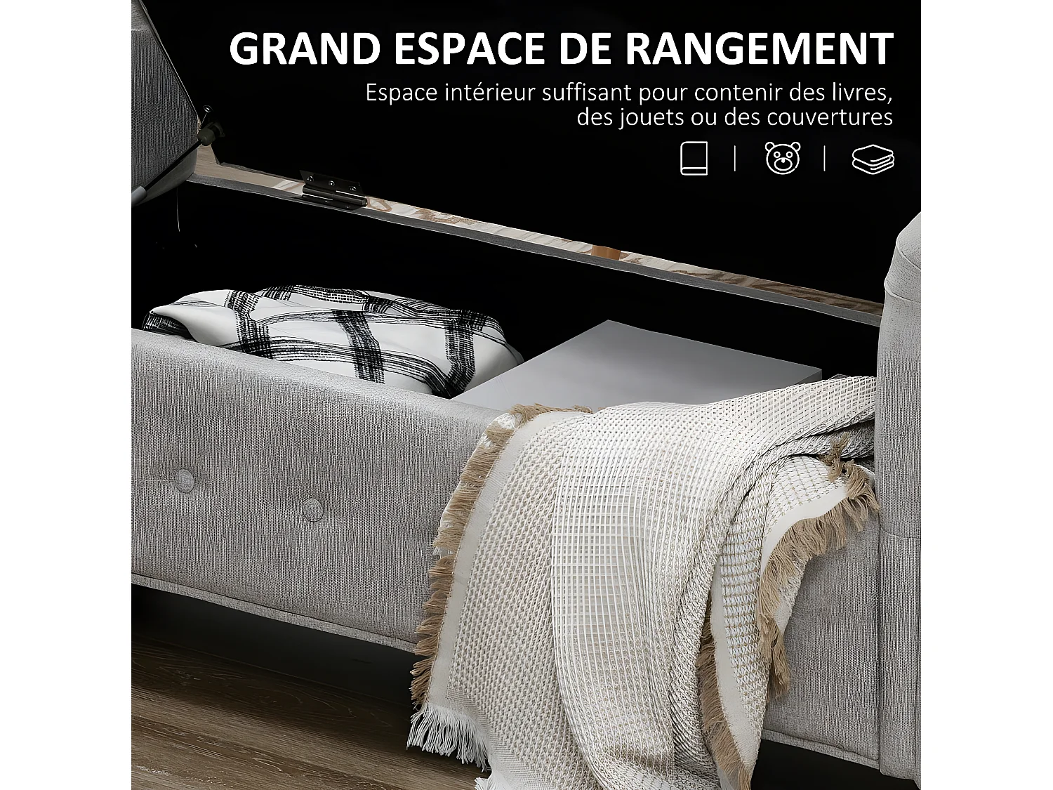 Banquette coffre MOTRIL grise