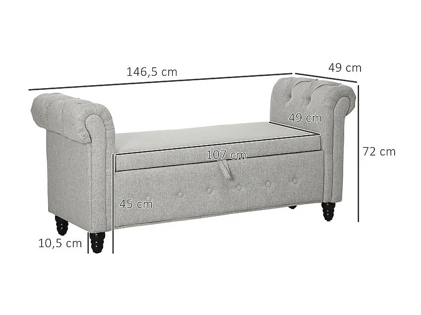 Banquette coffre MOTRIL grise