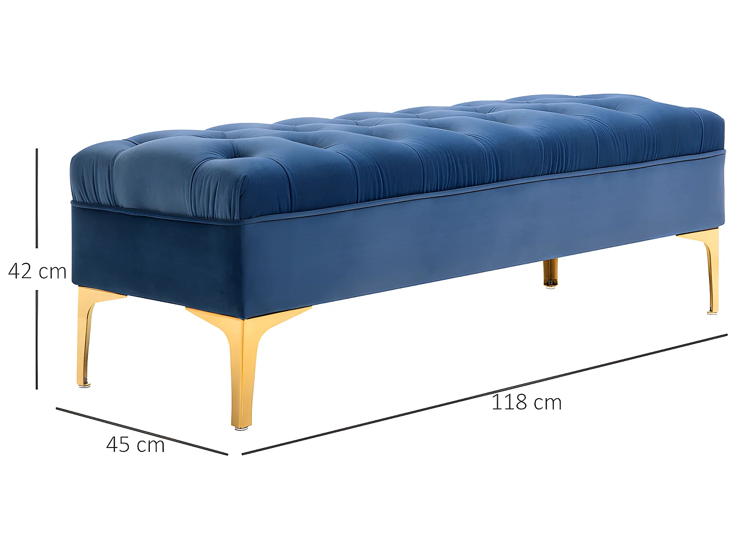 Banquette capitonnée VALLES bleu roi