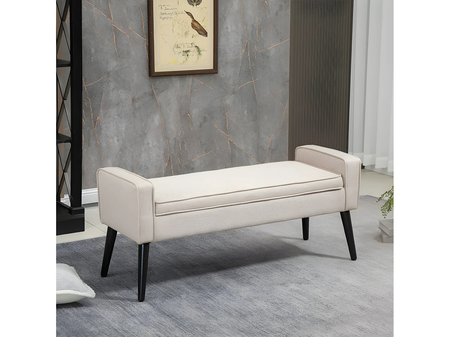 Banquette coffre de rangement CASORIA beige