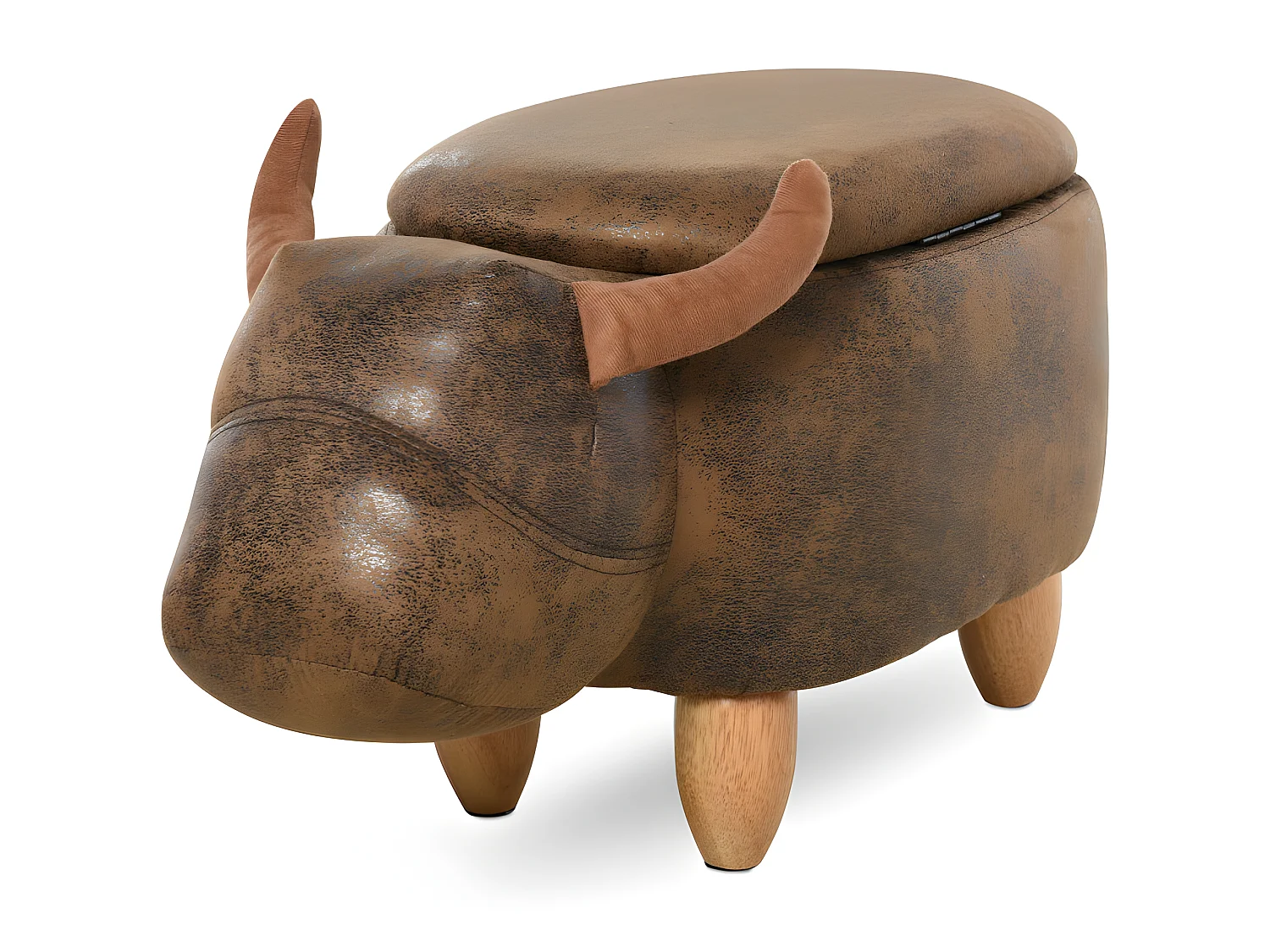 Pouf coffre buffle SEVILLE marron daim vieilli