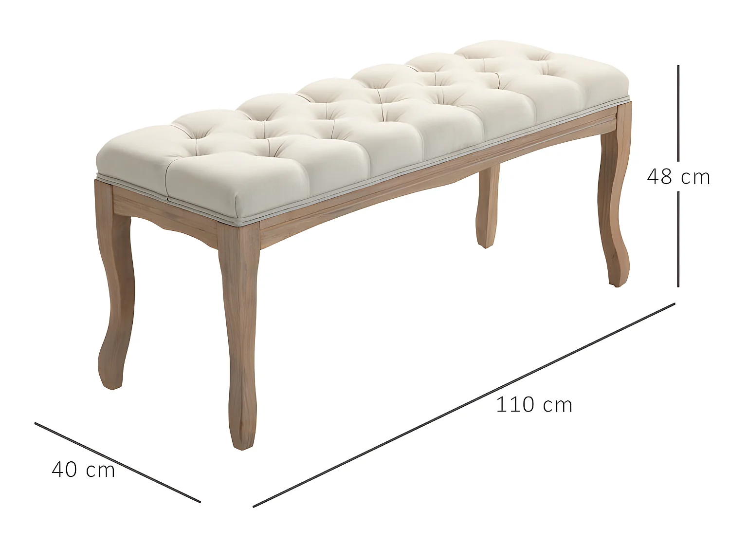Banc banquette capitonnée HOBART beige