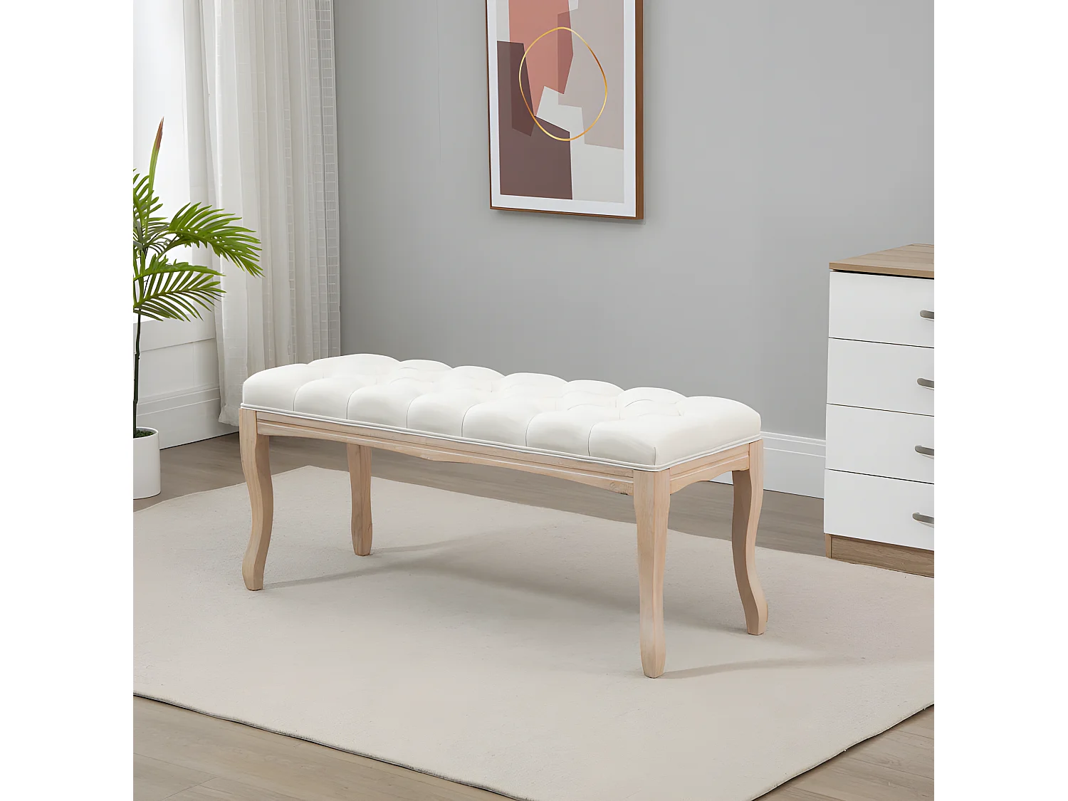 Banc banquette capitonnée HOBART beige