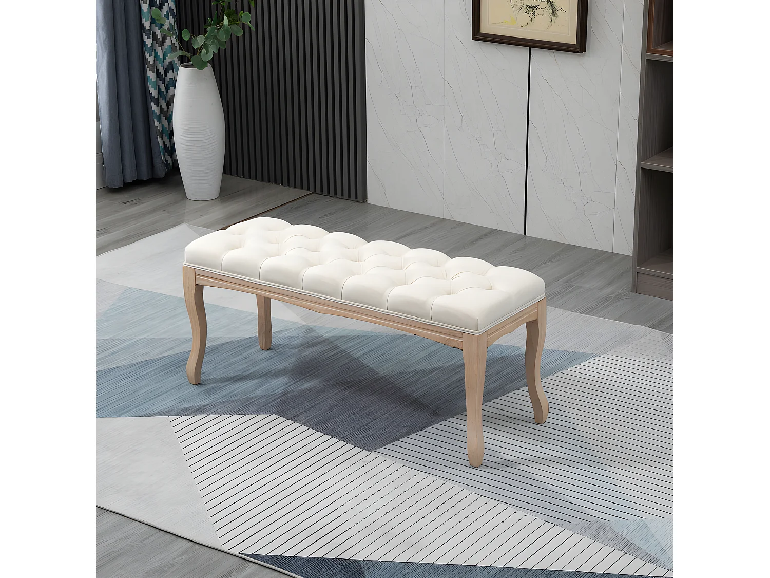 Banc banquette capitonnée HOBART beige