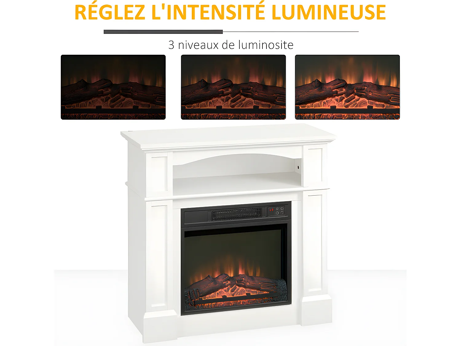 Cheminée électrique 1800W CAMILLA blanche