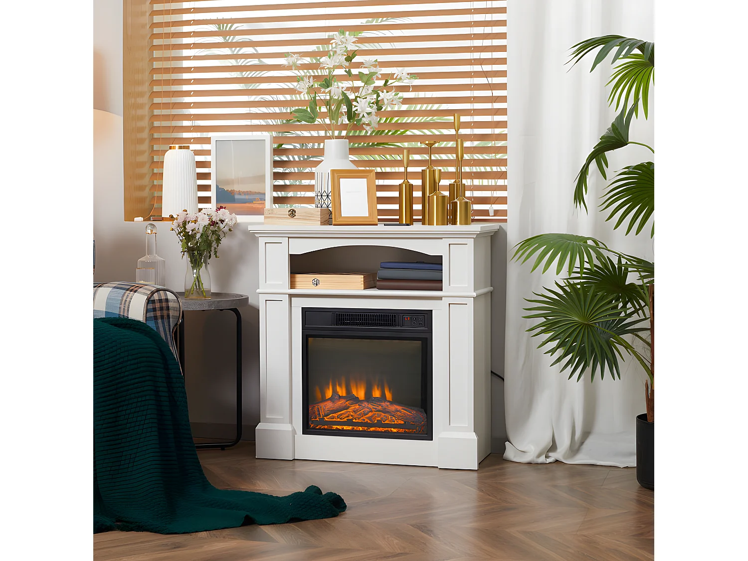 Cheminée électrique 1800W CAMILLA blanche
