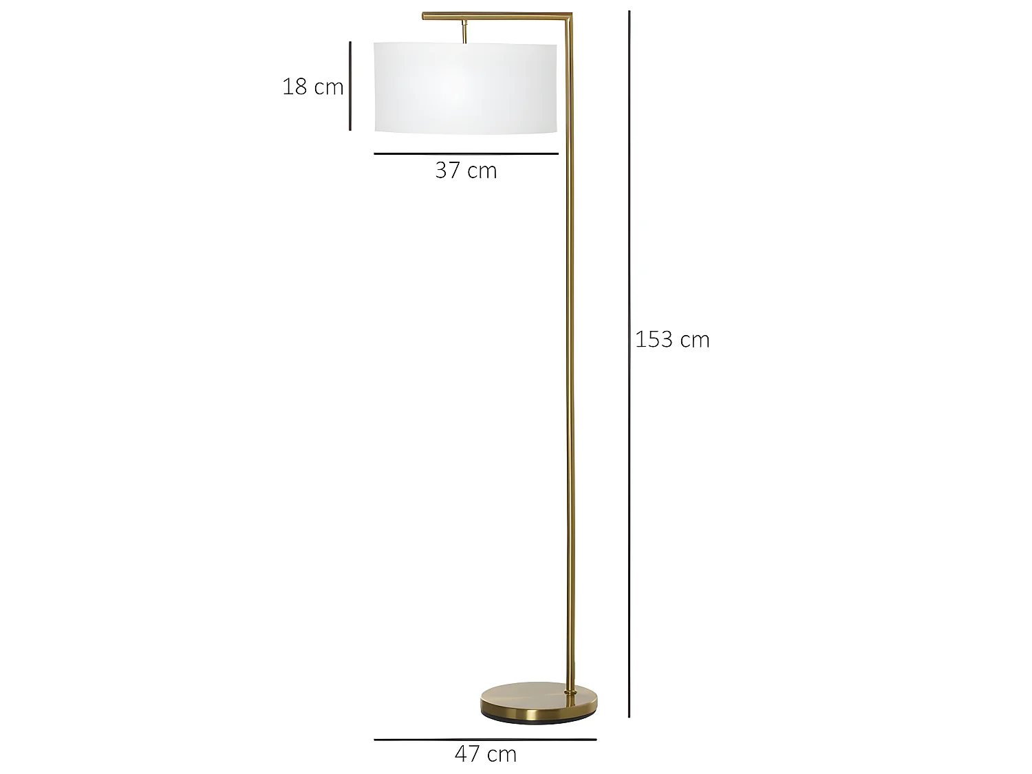 Lampadaire design LANSTER blanc et doré