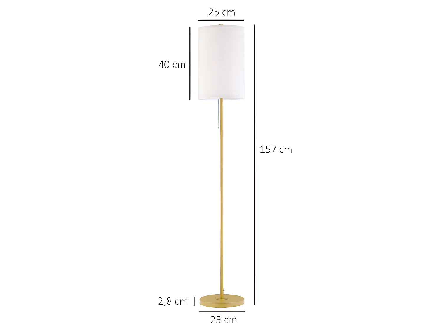 Lampadaire design PLAZZO or foncé et crème