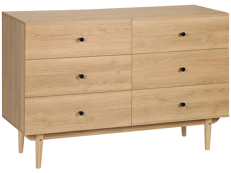 Commode 6 tiroirs BRADFORD aspect bois de teck