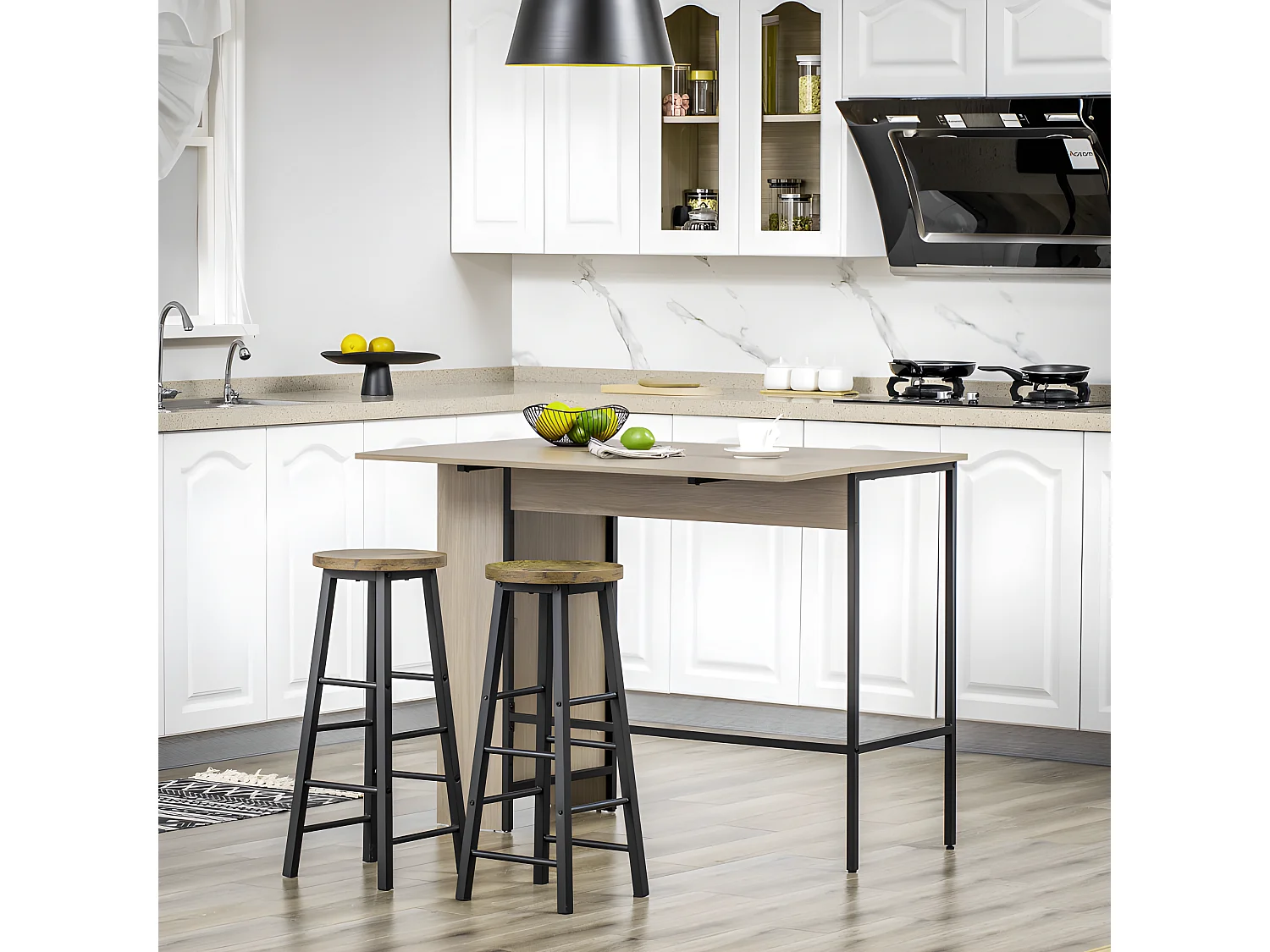 Table de bar extensible GALWAY grise et noire