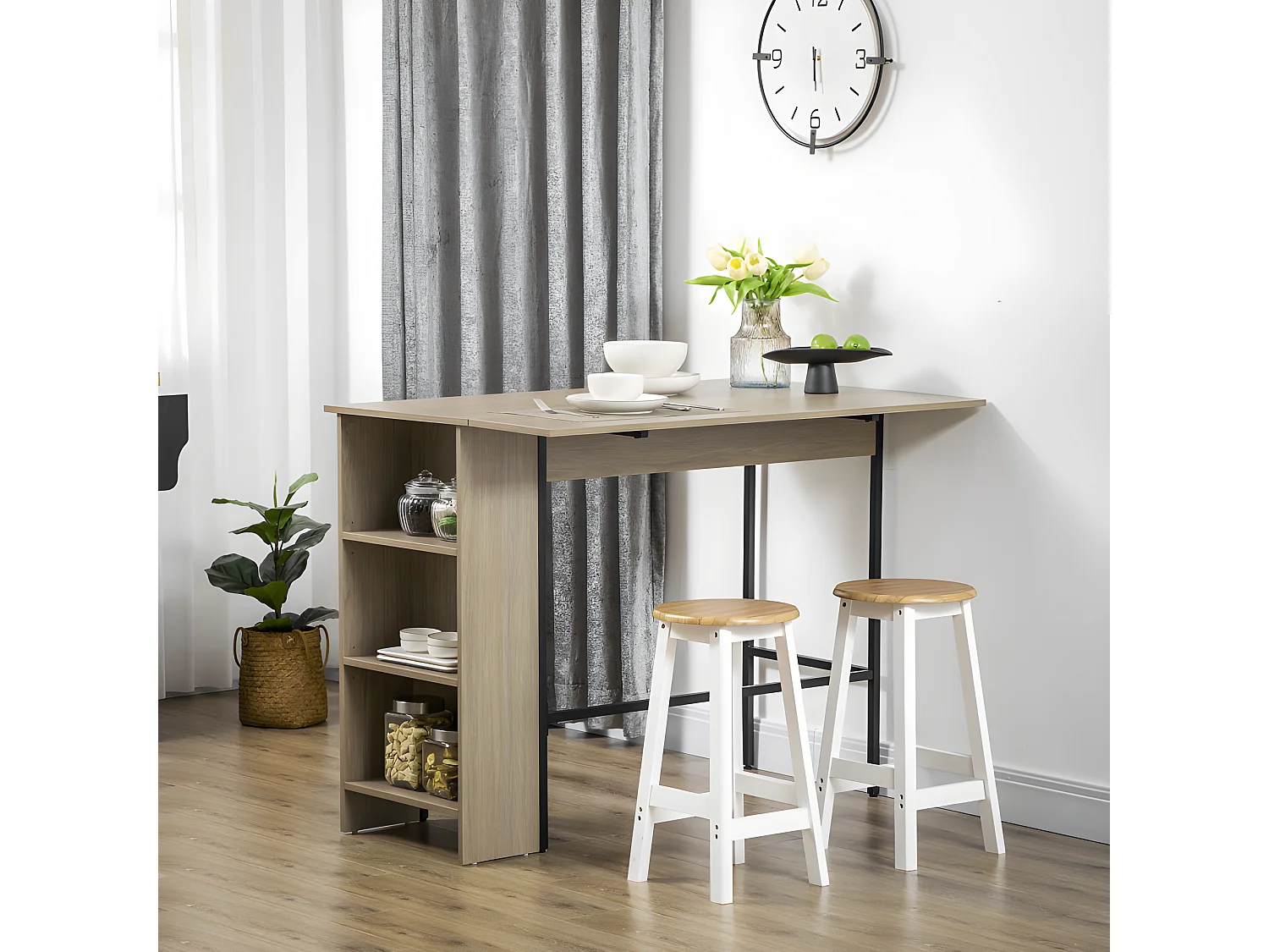 Table de bar extensible GALWAY grise et noire