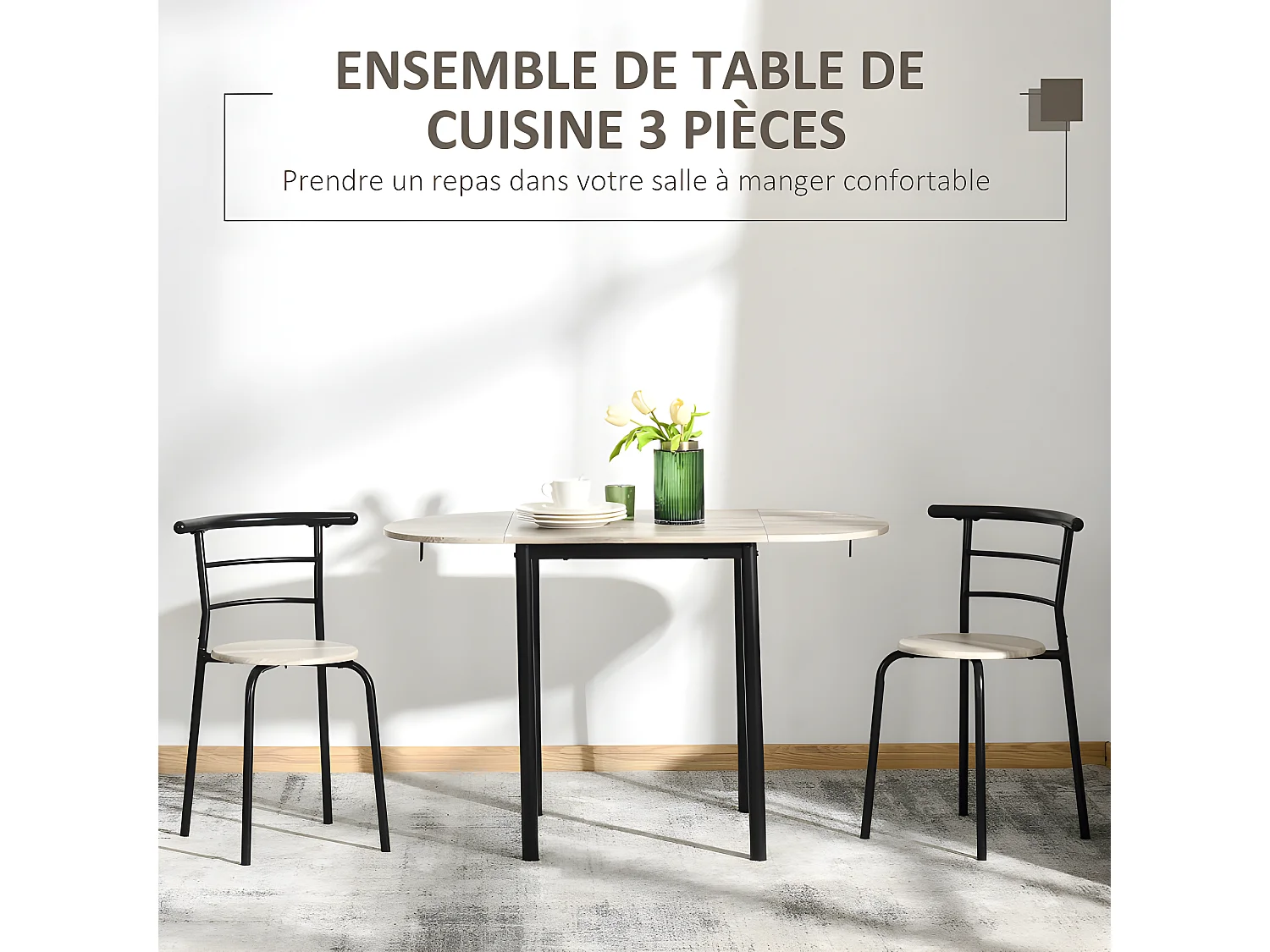 Ensemble table et chaises LAURA style industriel