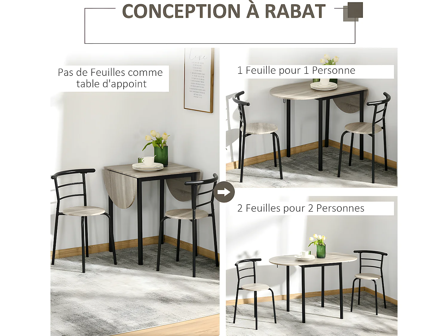 Ensemble table et chaises LAURA style industriel