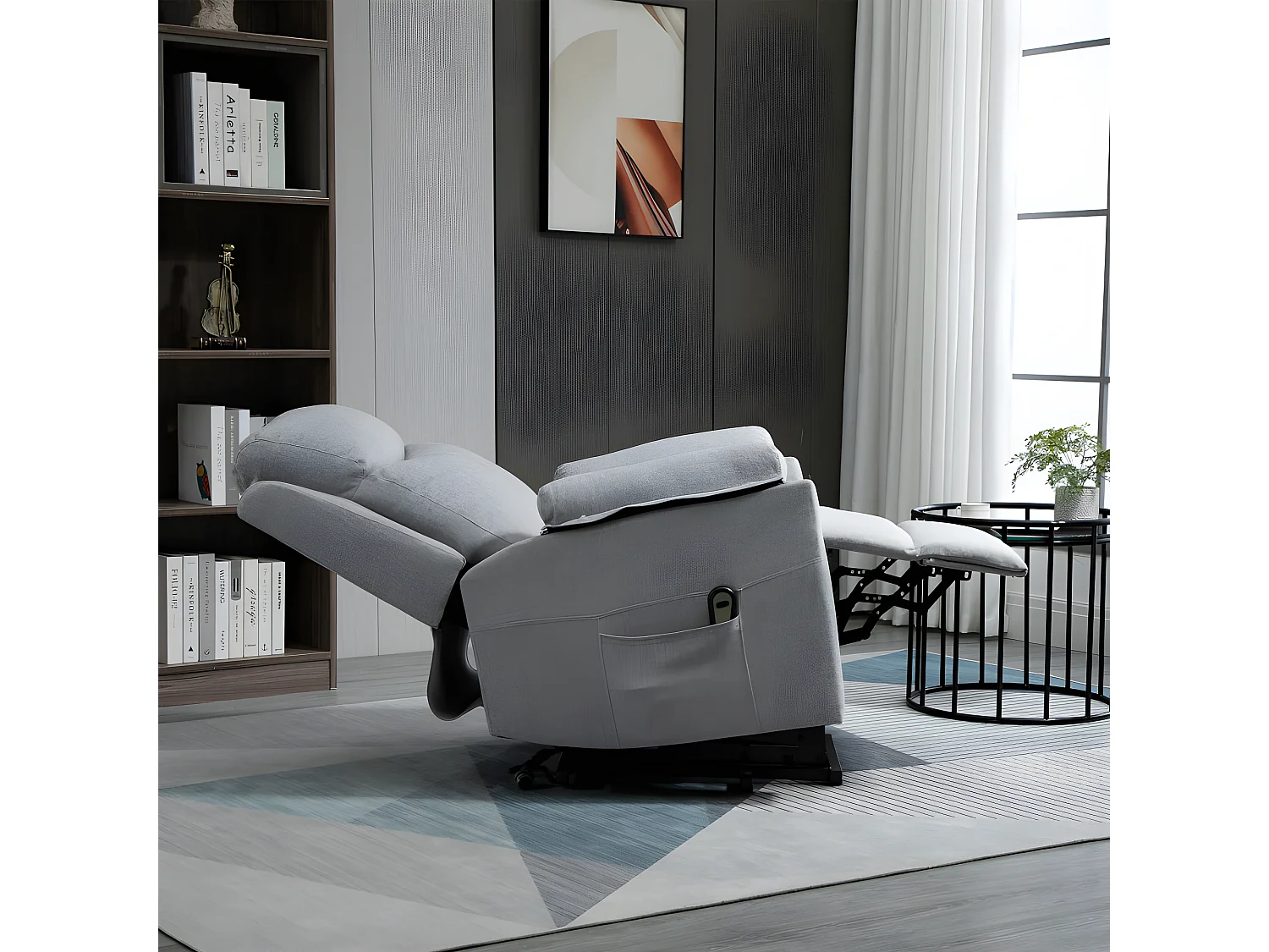 Fauteuil de relaxation releveur AUGUSTO gris clair chiné