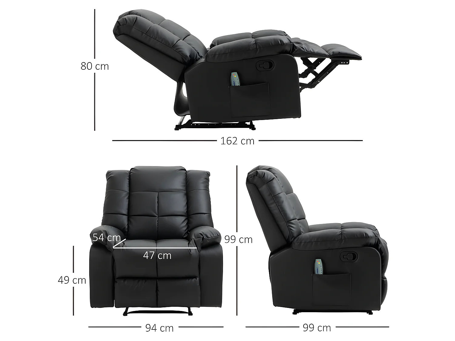 Fauteuil de relaxation massant EMILIO noir