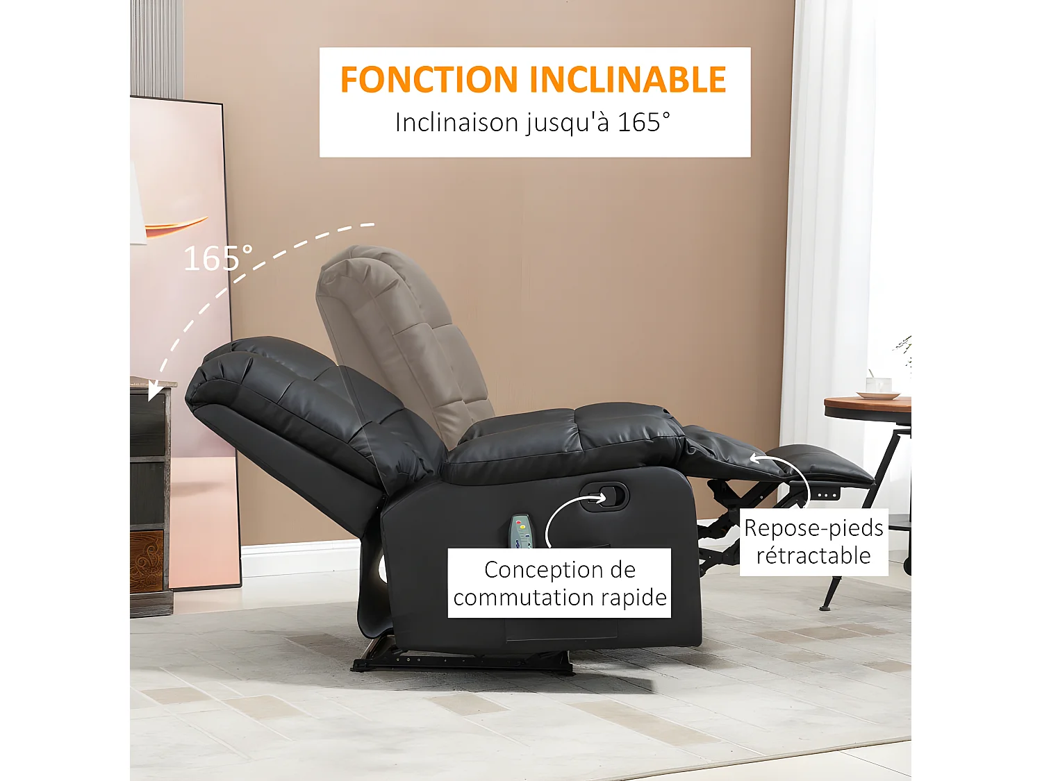 Fauteuil de relaxation massant EMILIO noir