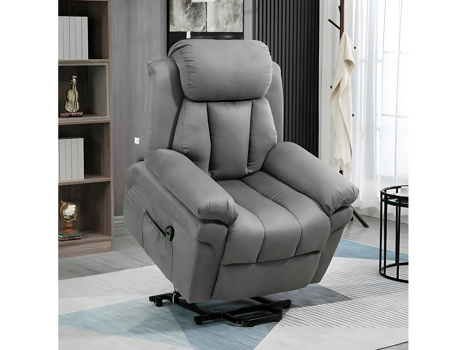 Fauteuil de Relaxation Releveur Boston avec Repose-Pieds Tissu Gris