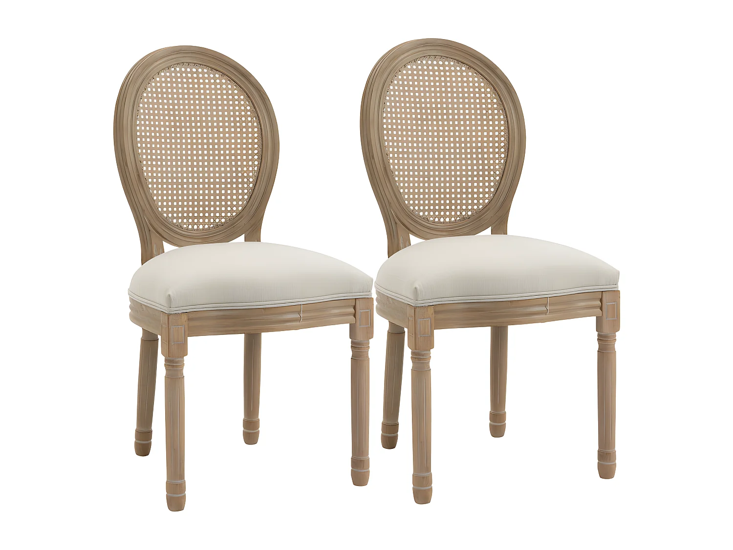 Lot de 2 chaises Louis XVI cannage VERSAILLES lin beige