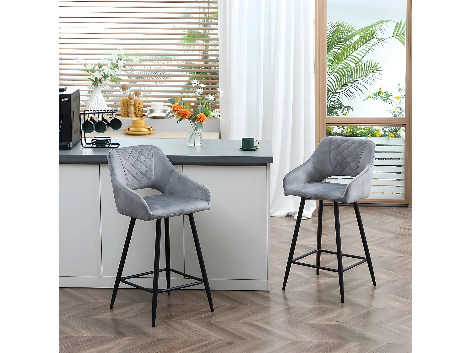 Lot de 2 chaises de salon SAMUEL gris et noir