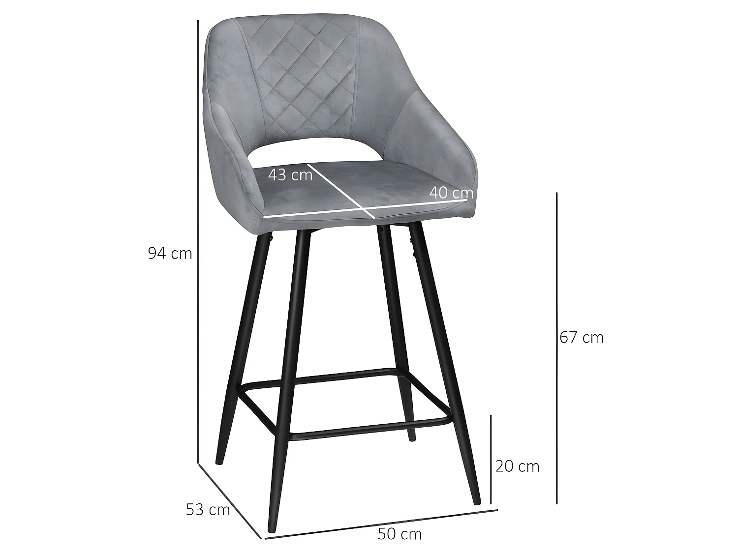 Lot de 2 chaises de salon SAMUEL gris et noir